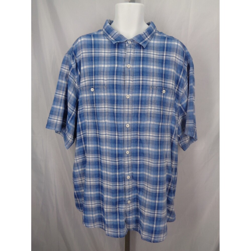 Tommy Bahama Blue Desert Duo Plaid Camp Shirt Size XXXL Mens New